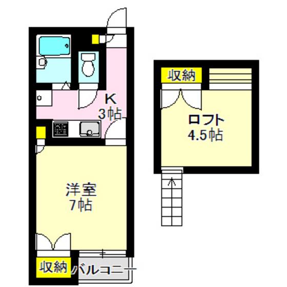 シティーパレス上中居第一(1K/2階)の間取り写真
