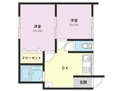 みさき荘(2DK/2階)の間取り写真