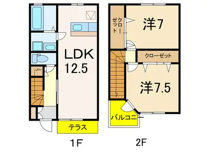 エルヴァージュ(2LDK/1階)の間取り写真