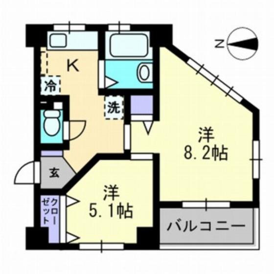 カルム厚生町(2K/4階)の間取り写真