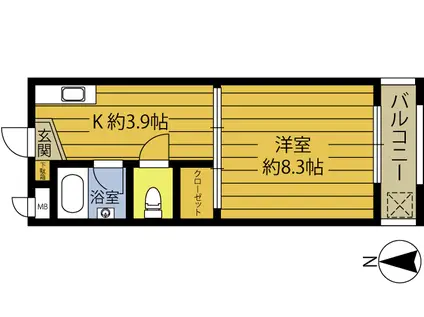コーポ青空(1K/3階)の間取り写真