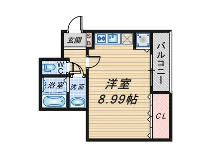 ブラウニー本町(ワンルーム/3階)の間取り写真