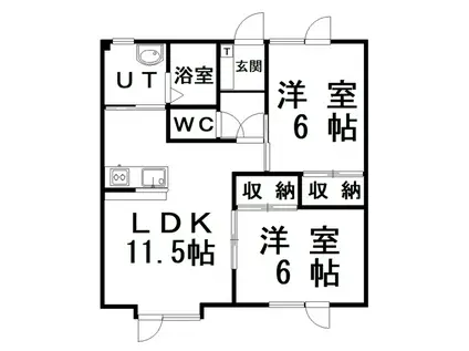 イシダハイツC(2LDK/1階)の間取り写真