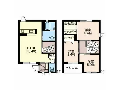 ヴォアソルテ A(3LDK/1階)の間取り写真