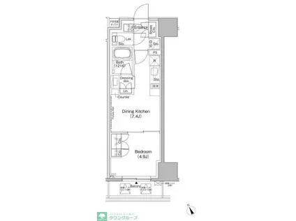 ザ・パークハビオ日本橋茅場町(ワンルーム/2階)の間取り写真