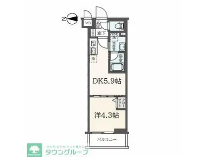 ハーモニーレジデンス東新宿(1DK/1階)の間取り写真