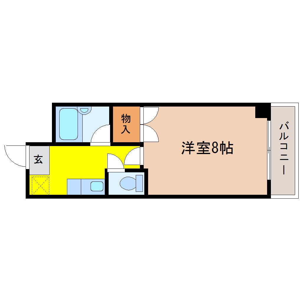 シャレード北仙台(1K/2階)の間取り写真