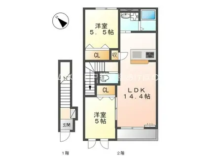 LA CIMA(2LDK/2階)の間取り写真