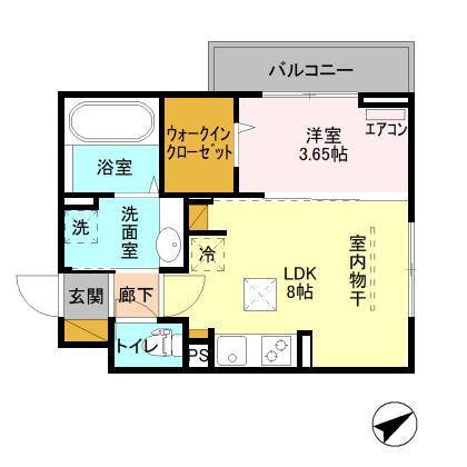 カナミオン(1LDK/1階)の間取り写真
