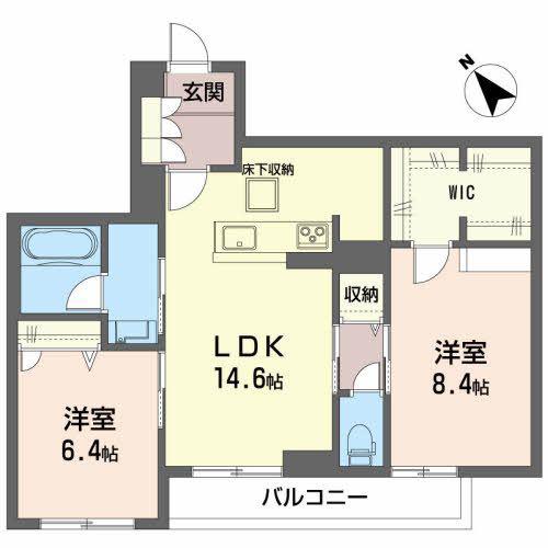 BEREO高森(2LDK/1階)の間取り写真