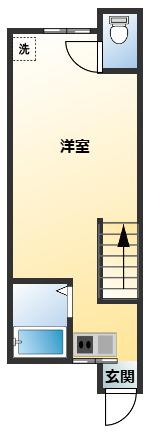 岡ハイツ(1K/2階)の間取り写真