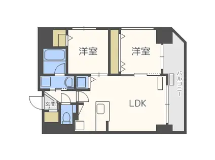 ラ・ソレイユ南2条(2LDK/9階)の間取り写真