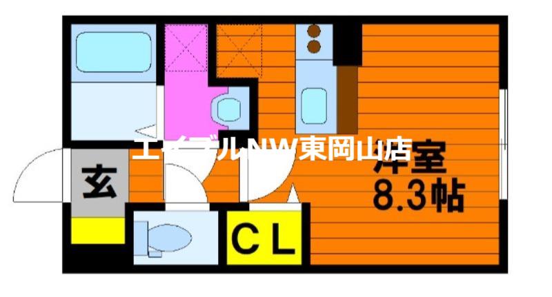 イーストヒルズA棟(ワンルーム/1階)の間取り写真