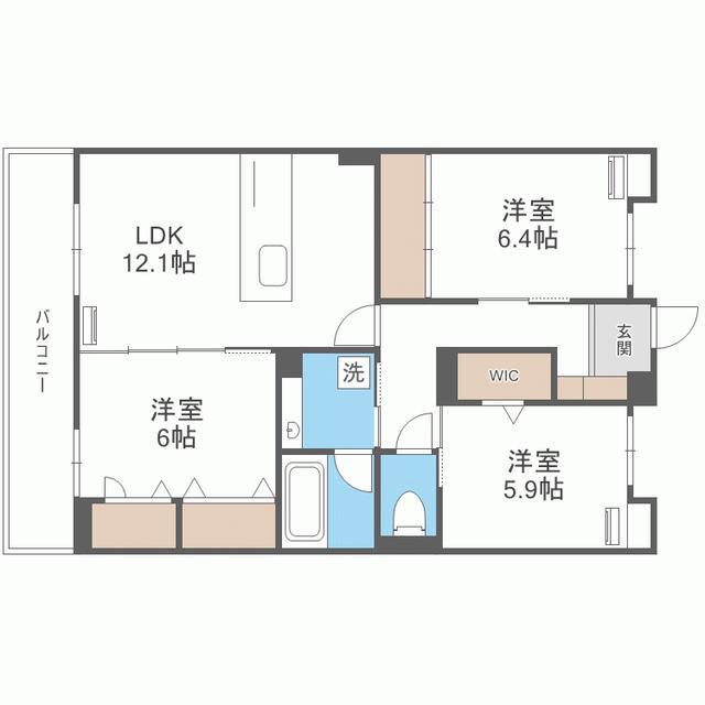 SINFARIA六本松(3LDK/2階)の間取り写真