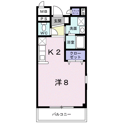 ブルースカイ(1K/2階)の間取り写真