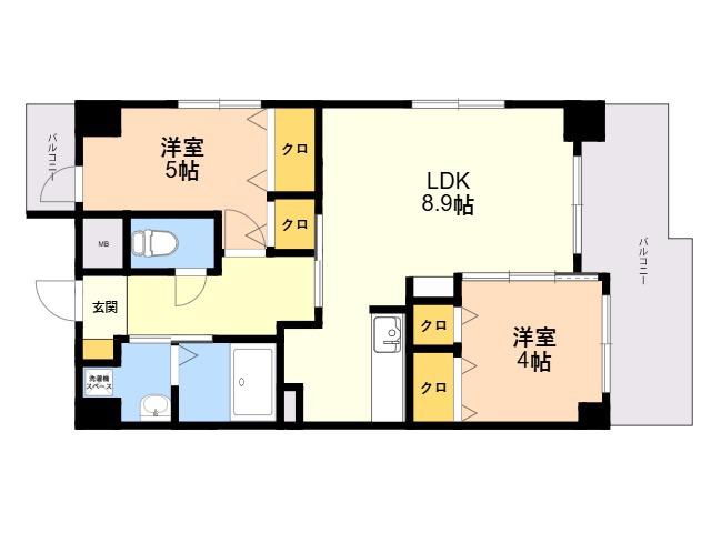 ビバリーロデオ(2LDK/4階)の間取り写真