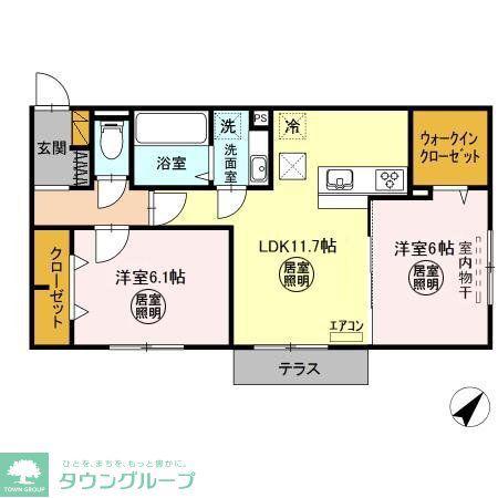 ティアラIII(2LDK/1階)の間取り写真
