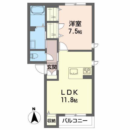 ガーデンズ矢巾I(1LDK/1階)の間取り写真