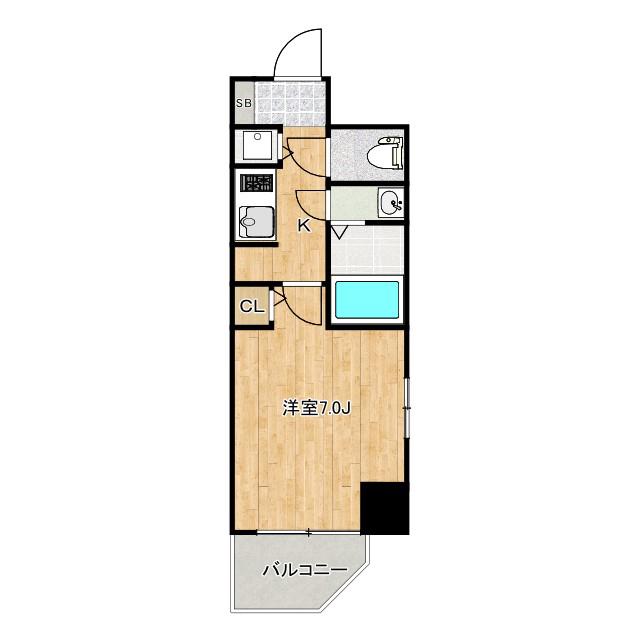 FORTUNEY北堀江(1K/13階)の間取り写真