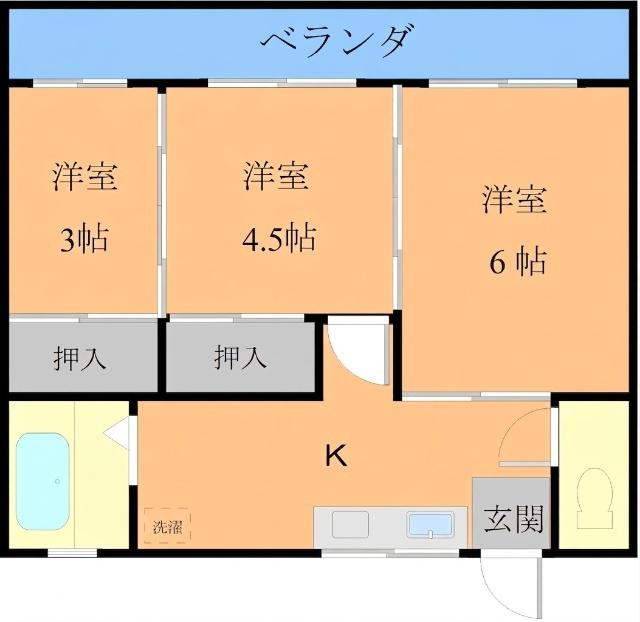ピアン有明(3K/1階)の間取り写真