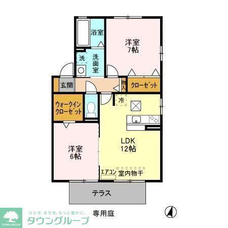 セブンオークスC(2LDK/1階)の間取り写真