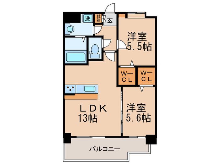 ファーストポイント東比恵(2LDK/6階)の間取り写真