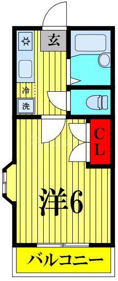 コーポユーカリ(1K/2階)の間取り写真