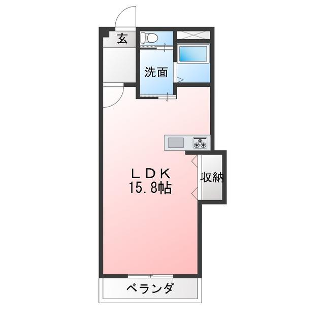ベルシティ石川(ワンルーム/1階)の間取り写真