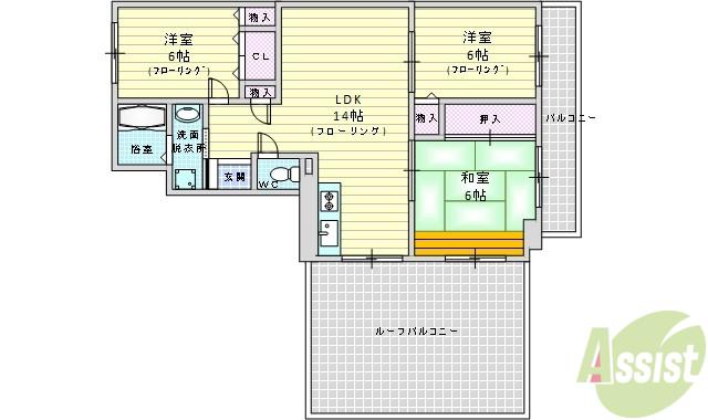 新千里ハイツこうじ(3LDK/6階)の間取り写真