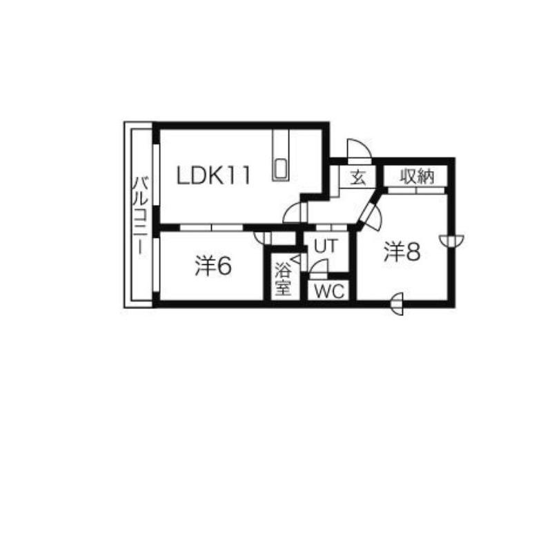 ショパンシャトー山の手(2LDK/1階)の間取り写真