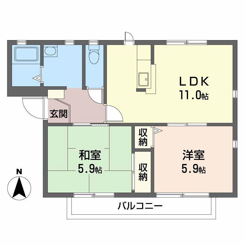 LA.RUCHE(2LDK/2階)の間取り写真