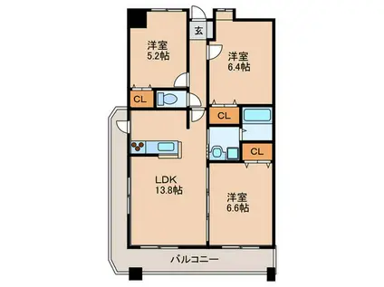 オロマーレ浅川(3LDK/7階)の間取り写真