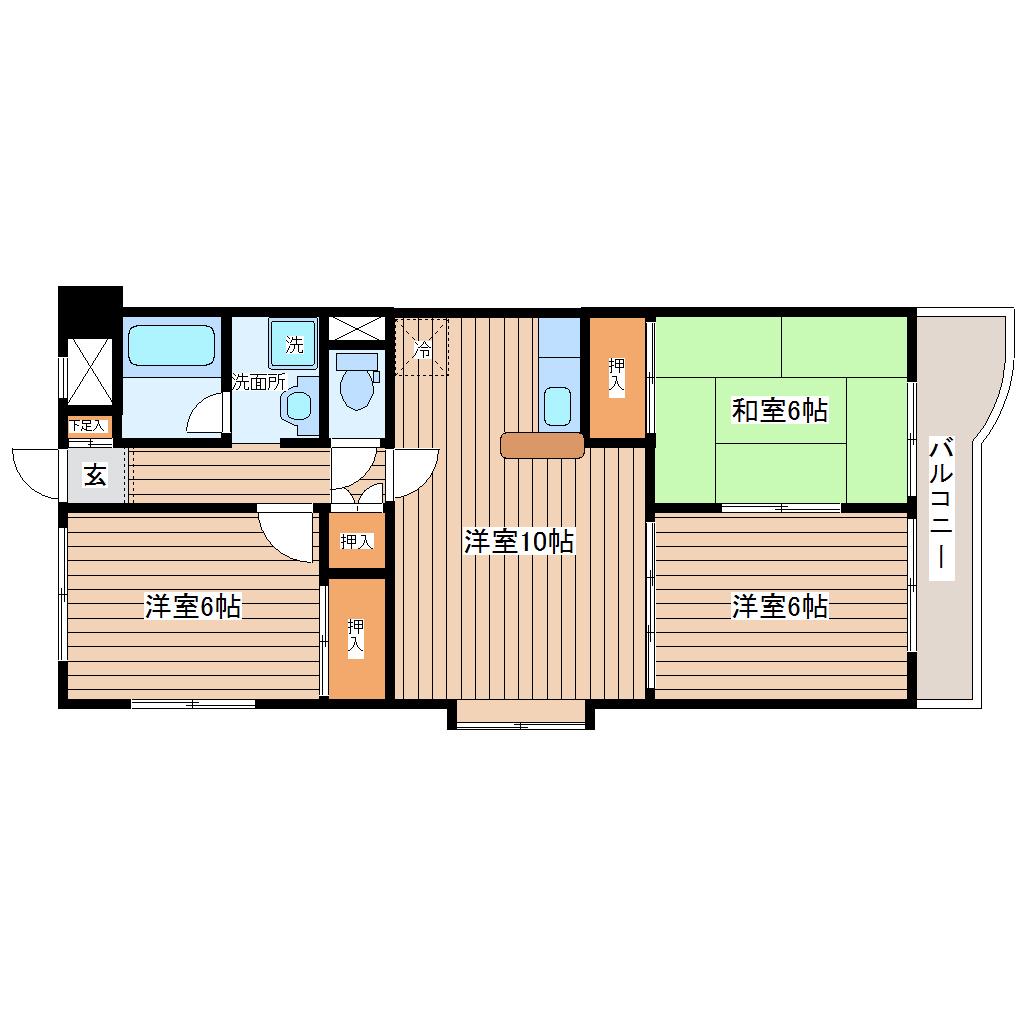 パークサイド891(3LDK/6階)の間取り写真