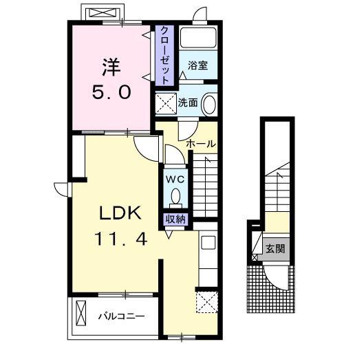 グラン・タツシン(1LDK/2階)の間取り写真