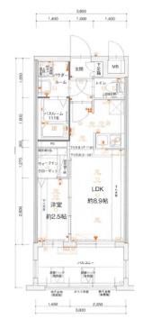 グランフォーレ博多駅東プレミア(1LDK/12階)の間取り写真