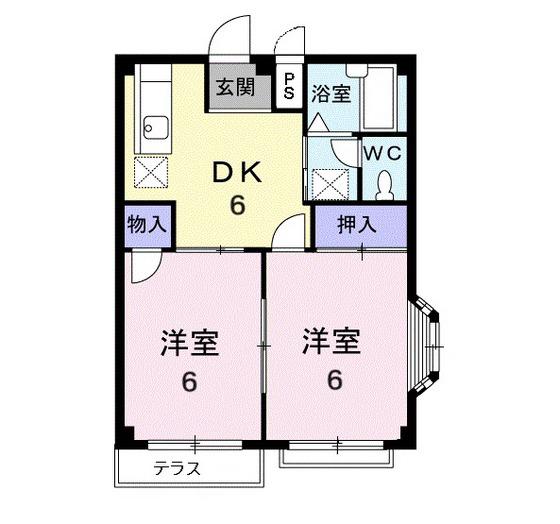 エルディム土居(2DK/1階)の間取り写真