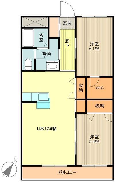 ヒルサイドスクエアI(2LDK/1階)の間取り写真