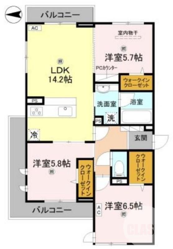 フォレストガーデン北花田(3LDK/3階)の間取り写真