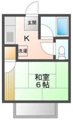 コーポサングリーン(1K/2階)の間取り写真