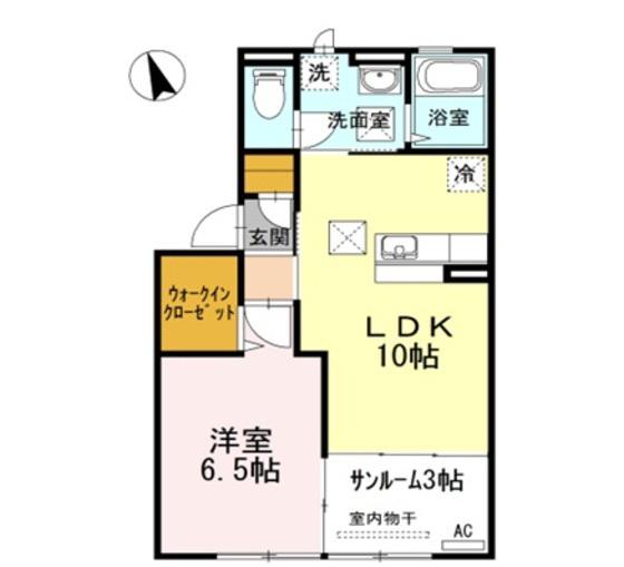 グランメール西岐波(1LDK/2階)の間取り写真