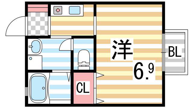 Sパセオ(1K/1階)の間取り写真