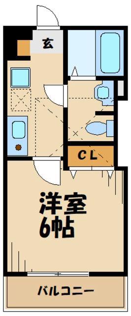 プラウランド京王堀之内(1K/2階)の間取り写真