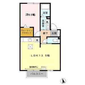 ガナドールA棟(1LDK/1階)の間取り写真