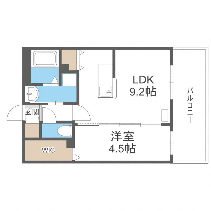 プライマル札幌桑園(1LDK/5階)の間取り写真