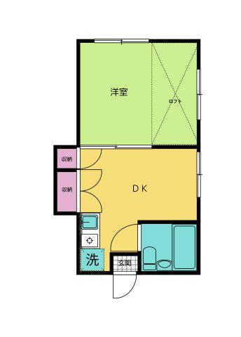 パインハイム(1DK/2階)の間取り写真