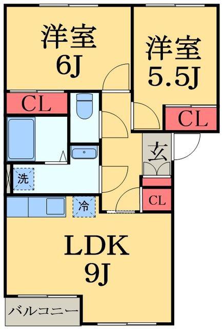 グランディール(2LDK/1階)の間取り写真