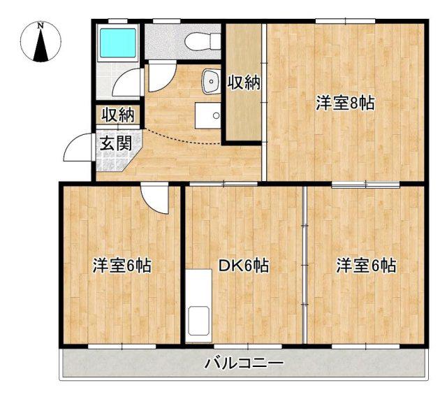 積志ハイツ(3DK/3階)の間取り写真