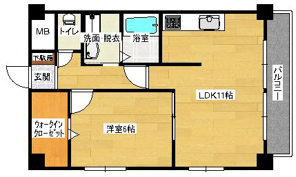 西十日市FLATS(1LDK/2階)の間取り写真