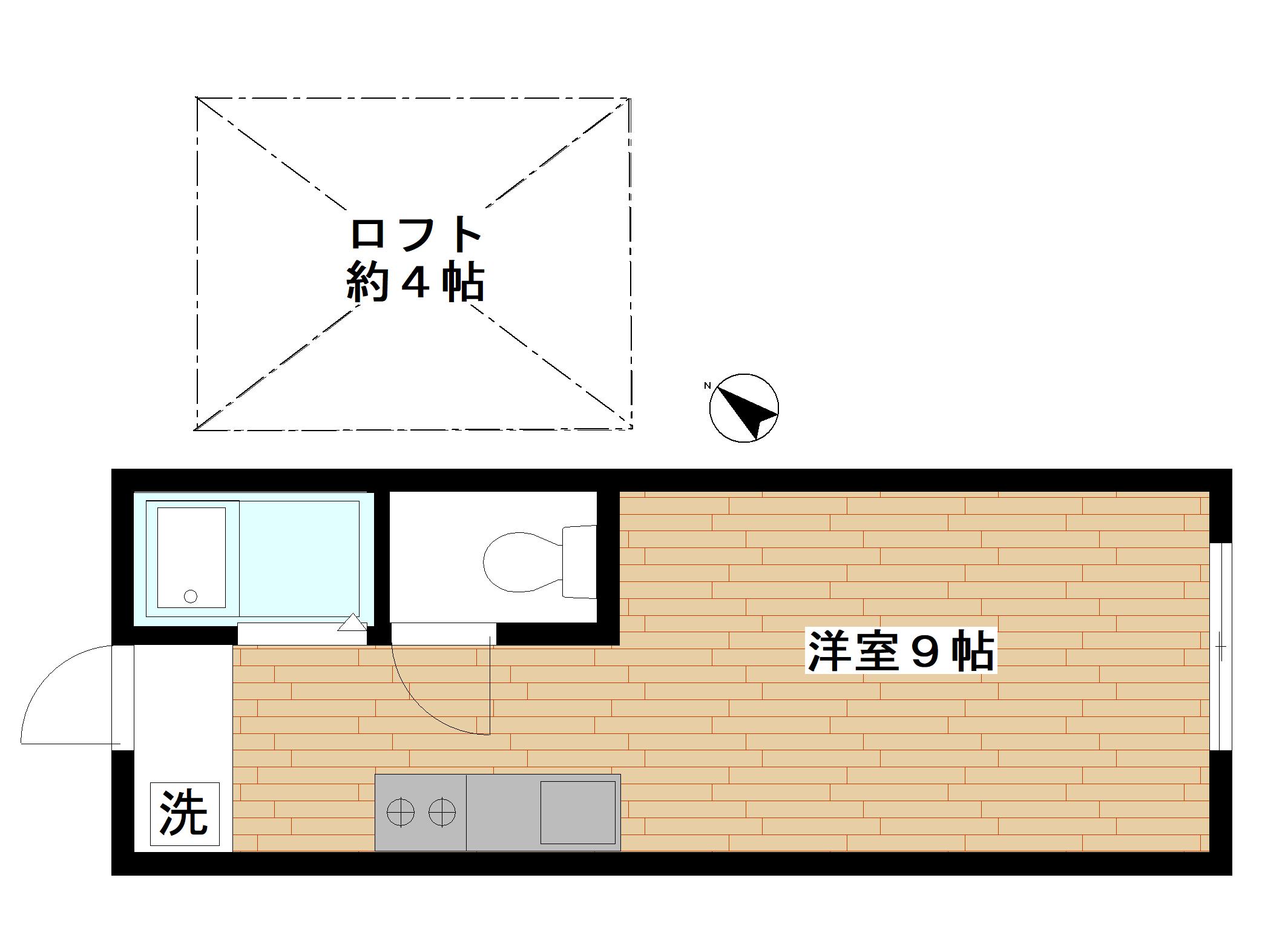 カロハイム(ワンルーム/2階)の間取り写真