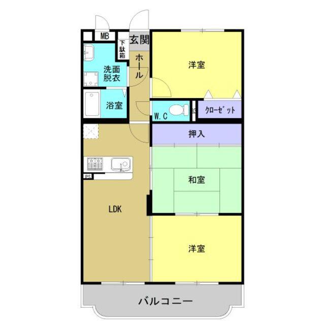 リバティハウス西築地(3LDK/1階)の間取り写真